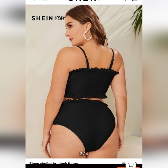Shein Vacay ruffle Plus Size Black Bikini 4xl 24 NEW - Picture 3 of 12